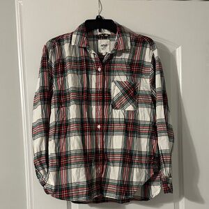 Aerie Women's Plaid Button-Down Shirt - Red, Black, White